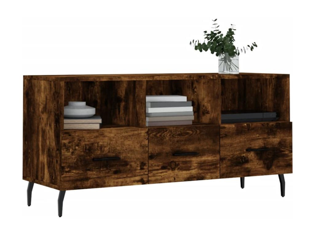 Smoked oak TV stand 102x36x50 cm engineered wood WAHP12269