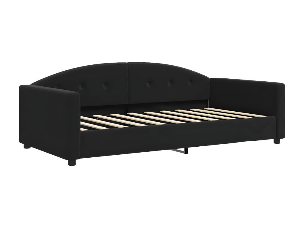 Daybed with pull-out bed and black 90x190 cm velvet mattress QJEF04918