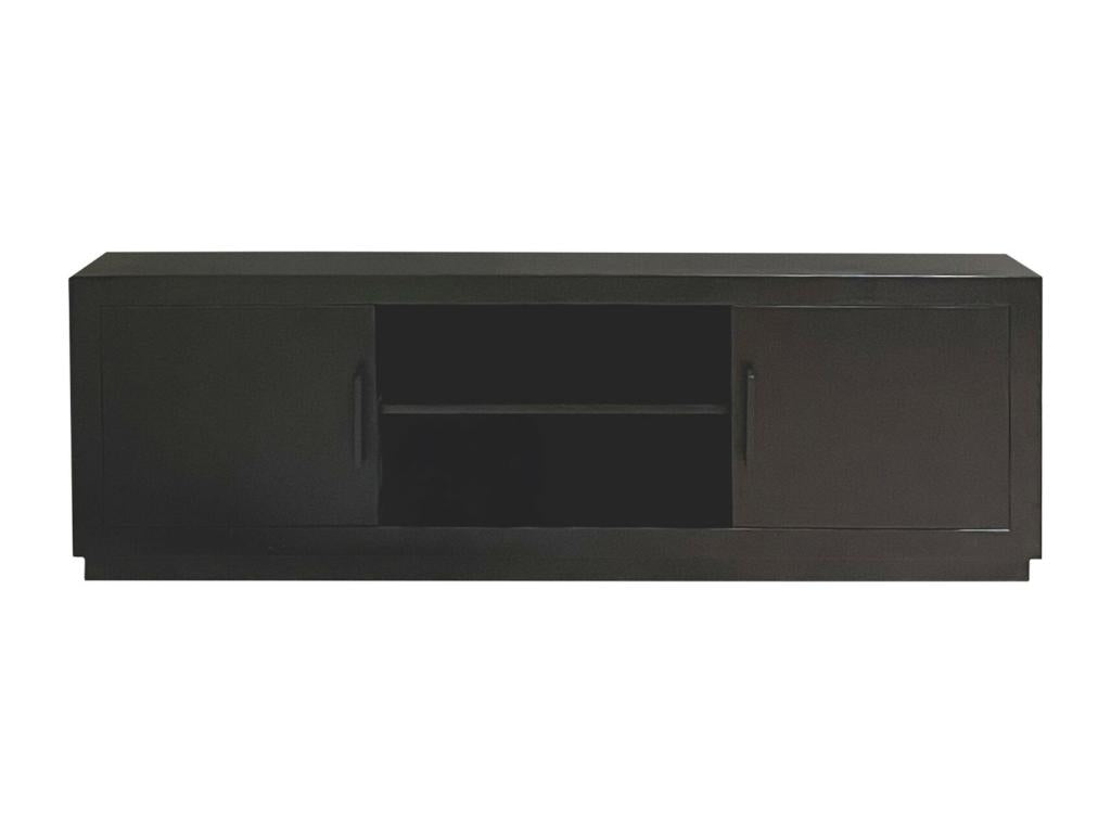 Elariva TV stand with 2 doors, 150cm wide, in solid black mango wood SCQG30621