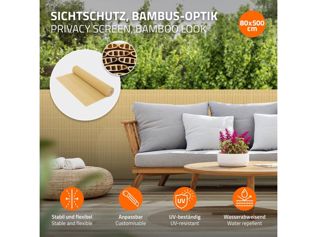 Garden privacy screen netting, 80x500 cm mat, PVC fence HFCZ84682