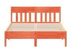 Bed frame without mattress, brown wax finish, 160x200cm, solid pine wood, ERLF66670