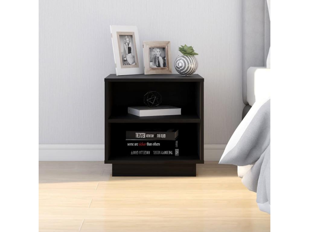 2-piece bedside tables, black, 40x34x40 cm, solid pine wood, AEXQ06810