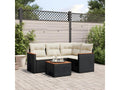 5-piece garden furniture set with cushions, black woven resin MTAQ44574
