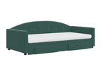 Daybed with trundle bed and drawers, dark green, 100x200 cm, velvet KICQ07669