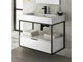 Bathroom cabinet with 1 wall-mounted drawer, glossy white with molded top - Length 100 x Height 54 x Depth 46 cm BPZJ63590