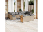 14-piece beige resin wicker garden furniture set with cushions SGNS51801