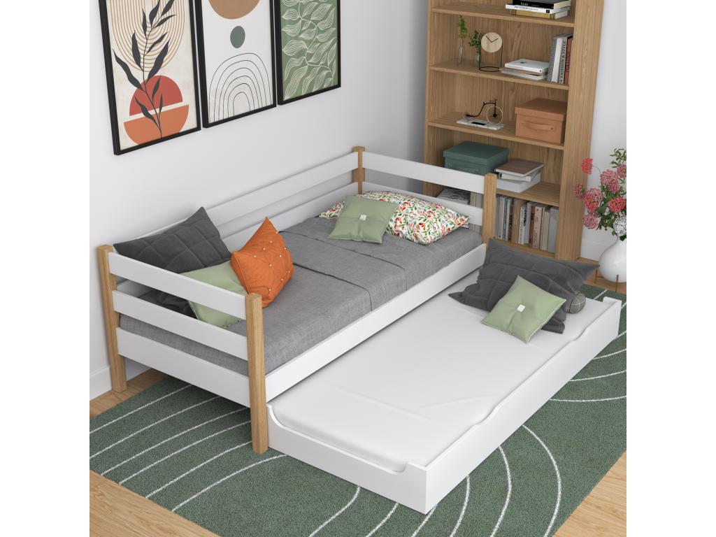 Daybed with pull-out bed N01 White / Natural Oak 100x180 GZCJ67344