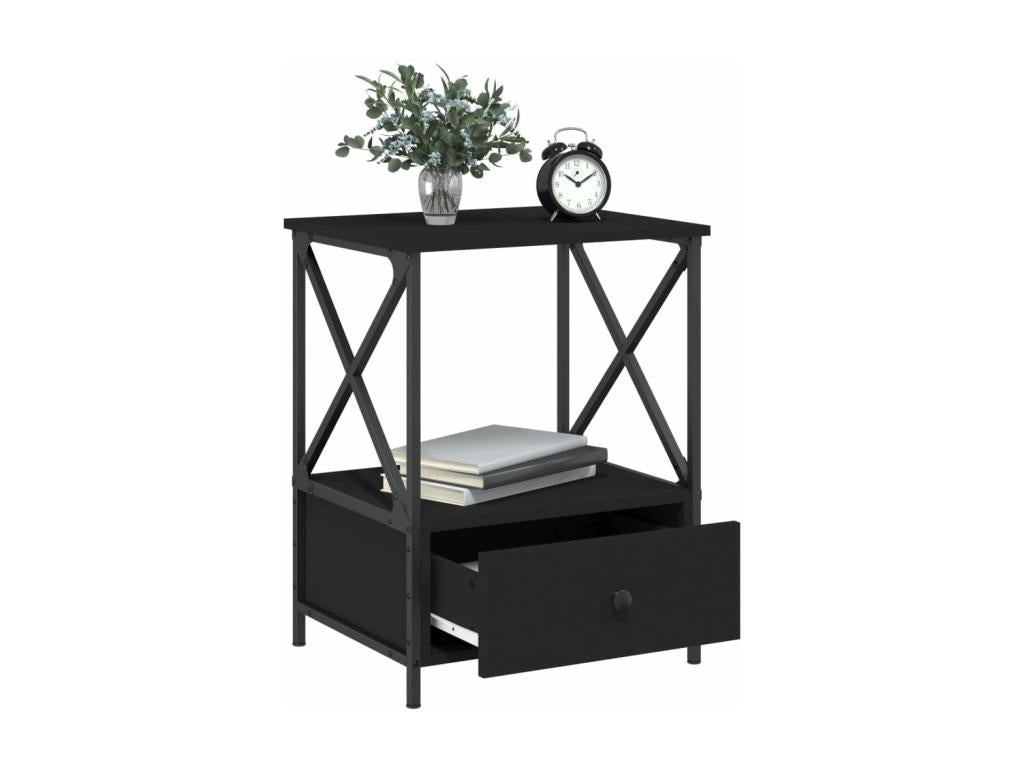 2-piece black bedside tables, 50x41x65 cm, engineered wood, LYME39960