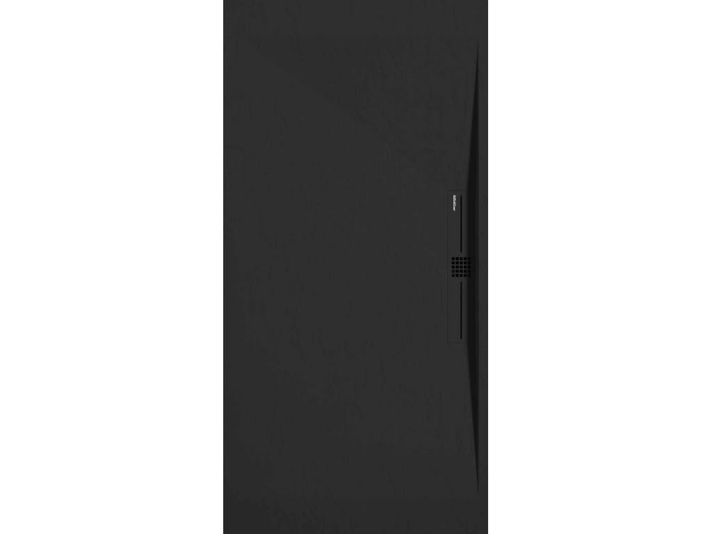 Black shower tray with slate finish and colored grate - 90x70 cm VHHW21038