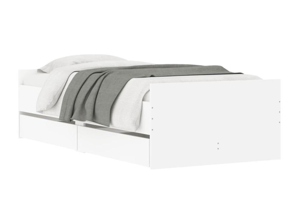 Bed frame with drawers, white, 90x200 cm, IXJT59385