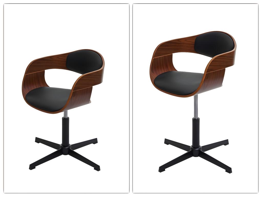 Elariva-H46 dining chair, walnut finish, black faux leather, KSFV79512