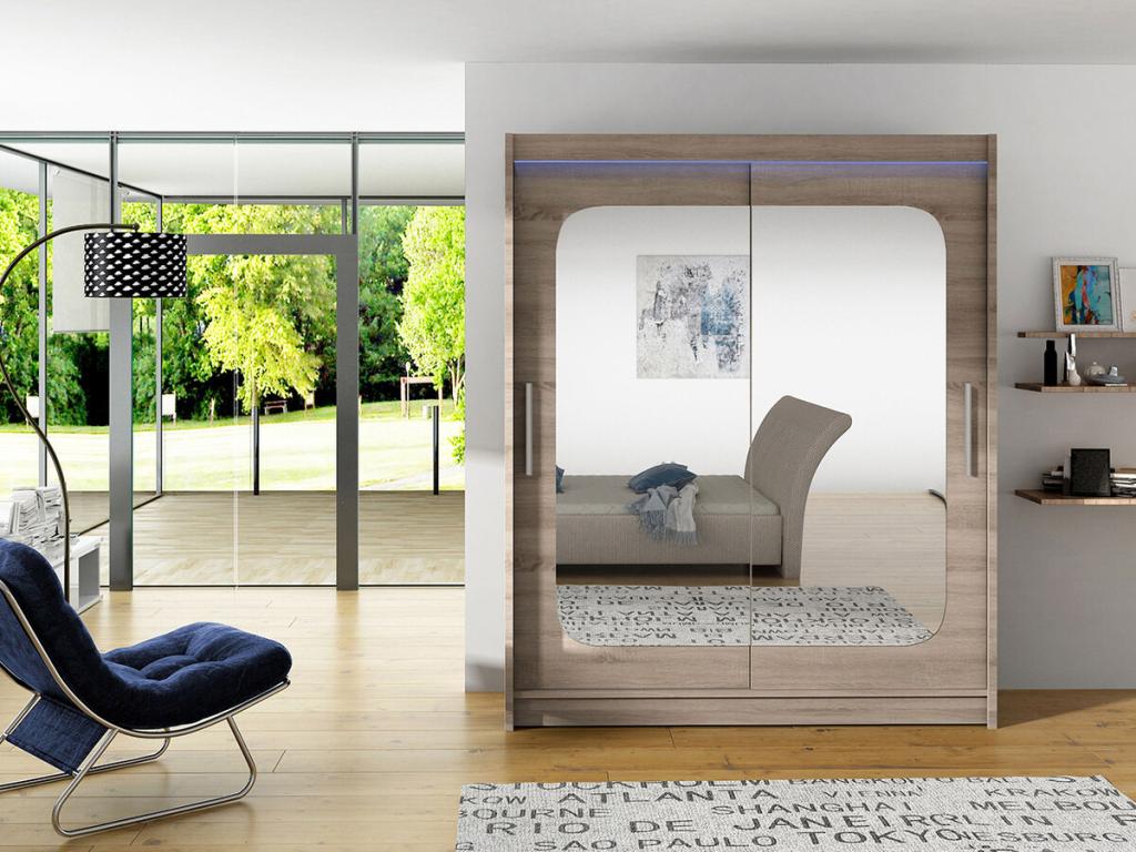 Wardrobe 135 Truffle Oak 200x150x58cm Sliding Wardrobe Doors BZXS33127