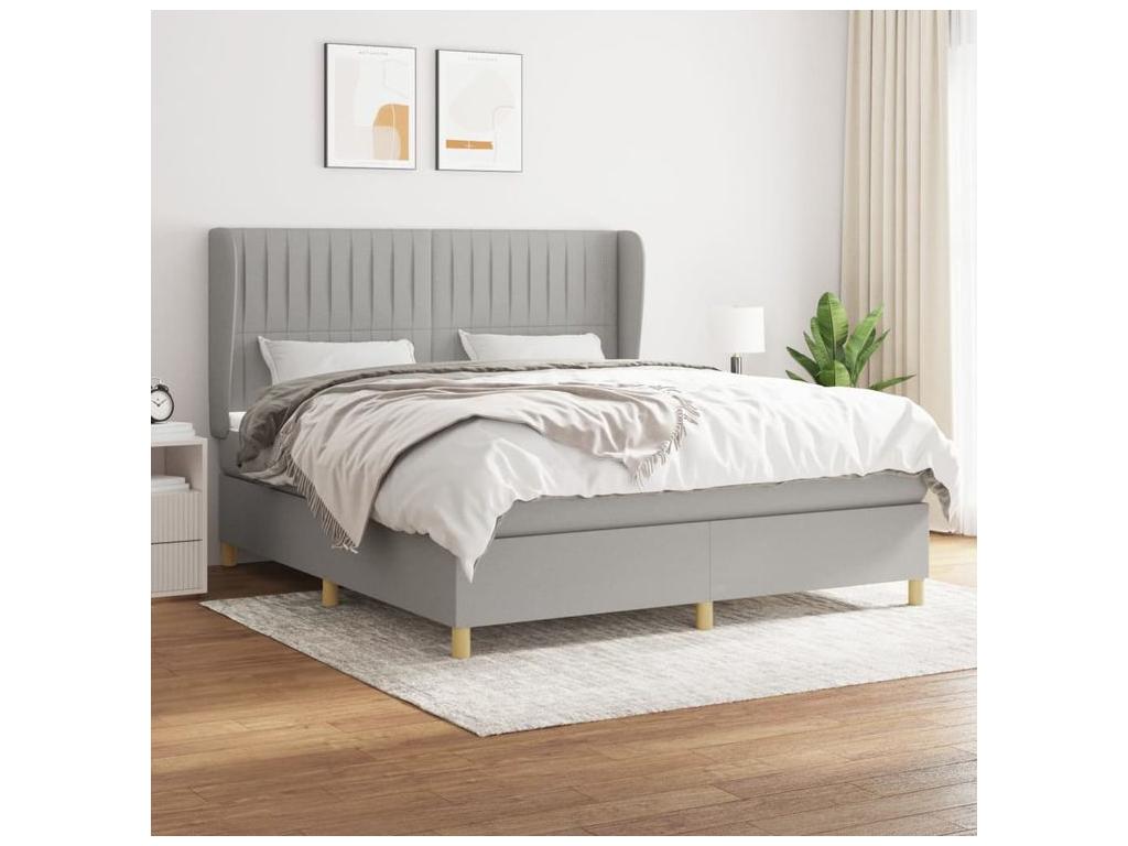 Bed base with mattress, light grey, 180x200 cm, fabric, WKEO71102