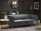 Dark Grey Velvet 3-Seater Sofa HHTA07367