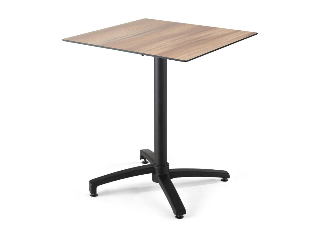 Oak laminate patio table and 2 grey armchairs set XGLX03345