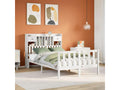 White bookcase bed without mattress, 135x190 cm, solid pine wood, PUYF66557