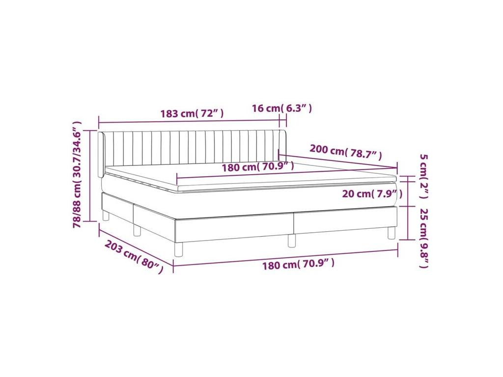 Bed base and mattress, Dark Grey 180x200 Velvet UOVI54058