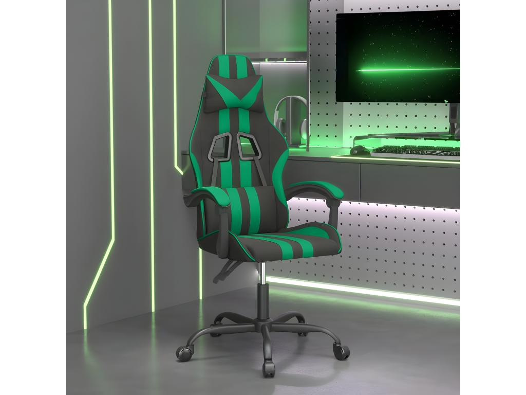 Swivel Gaming Chair Black and Green Faux Leather XKYS42131
