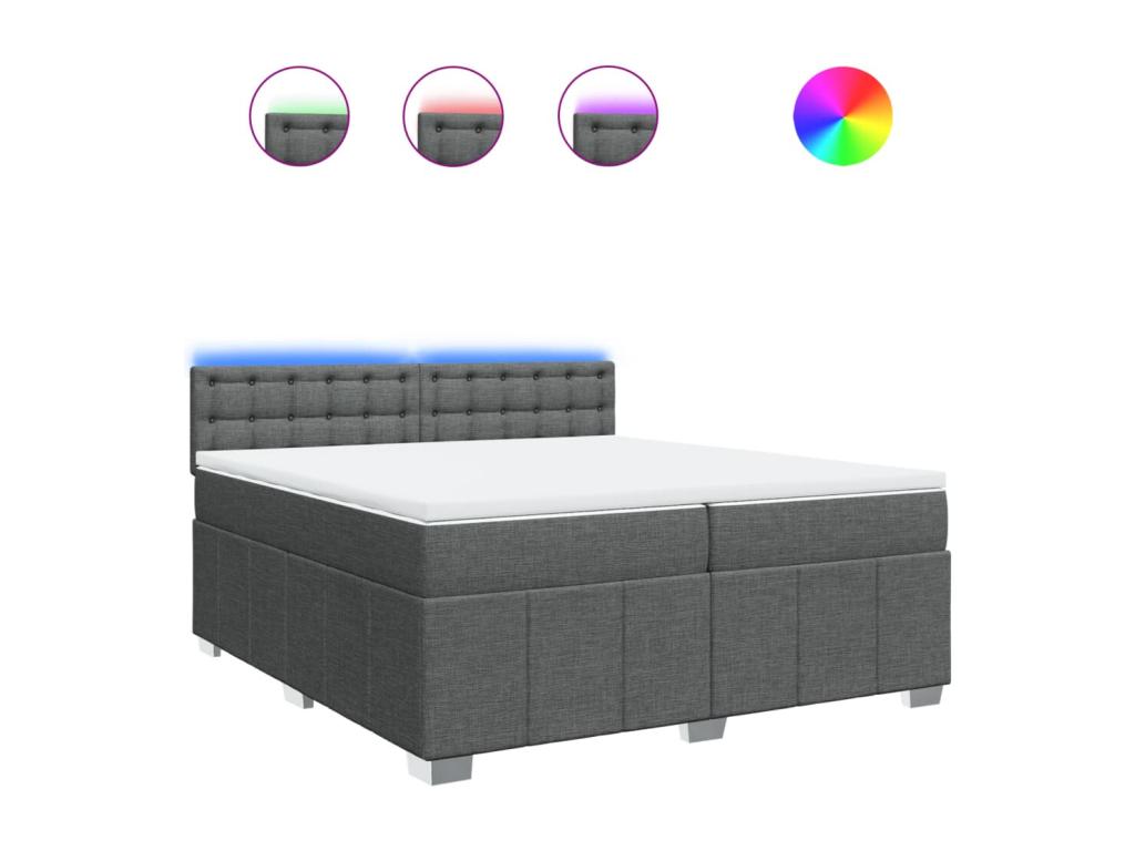 Lysvia bed base with mattress, Dark Grey 200x200cm, Fabric JSSW73068