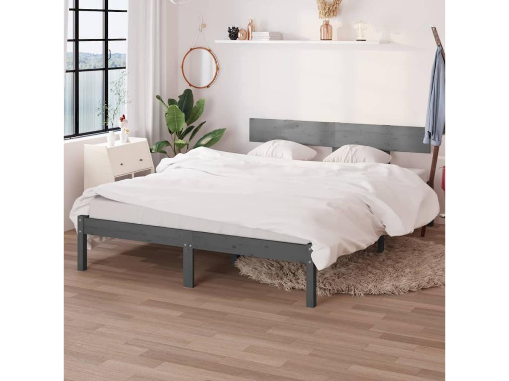 Bed Solid pine wood gray 160x200 Elariva AHKA14584