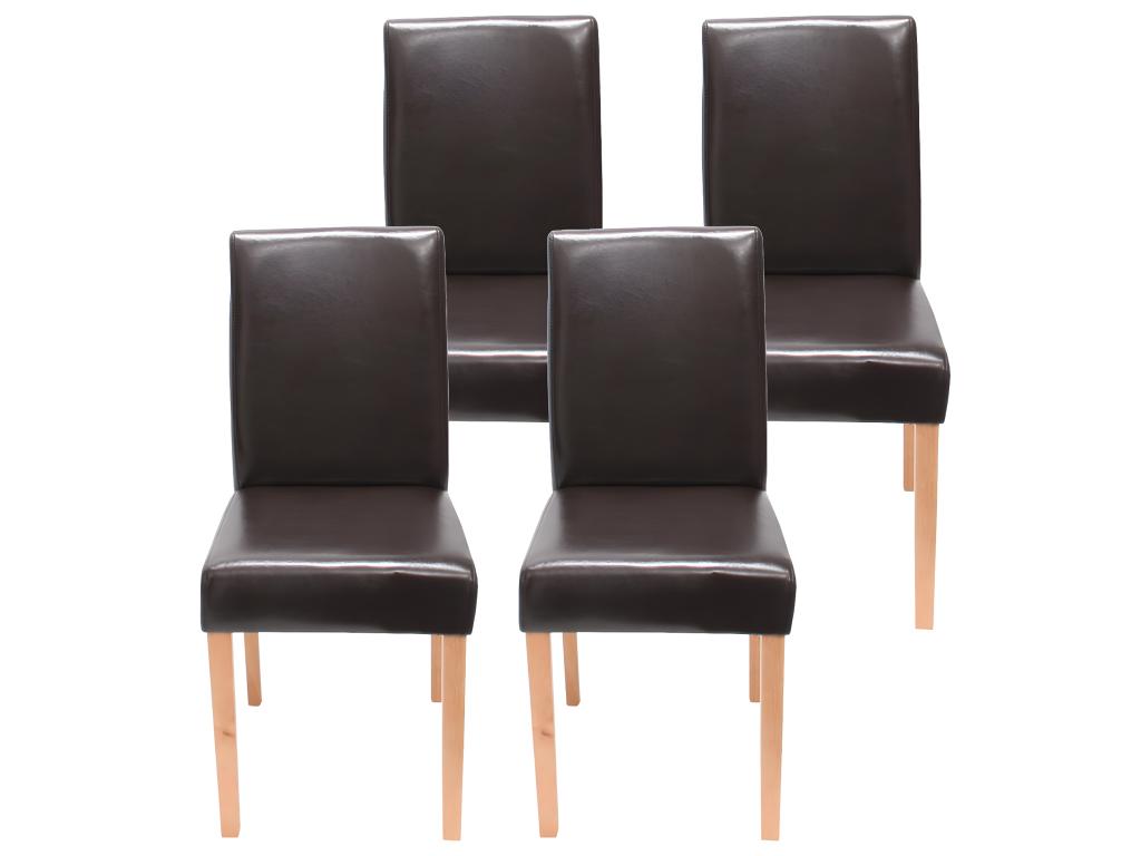 Dining chair set of 4 brown faux leather with light legs BDAY87249