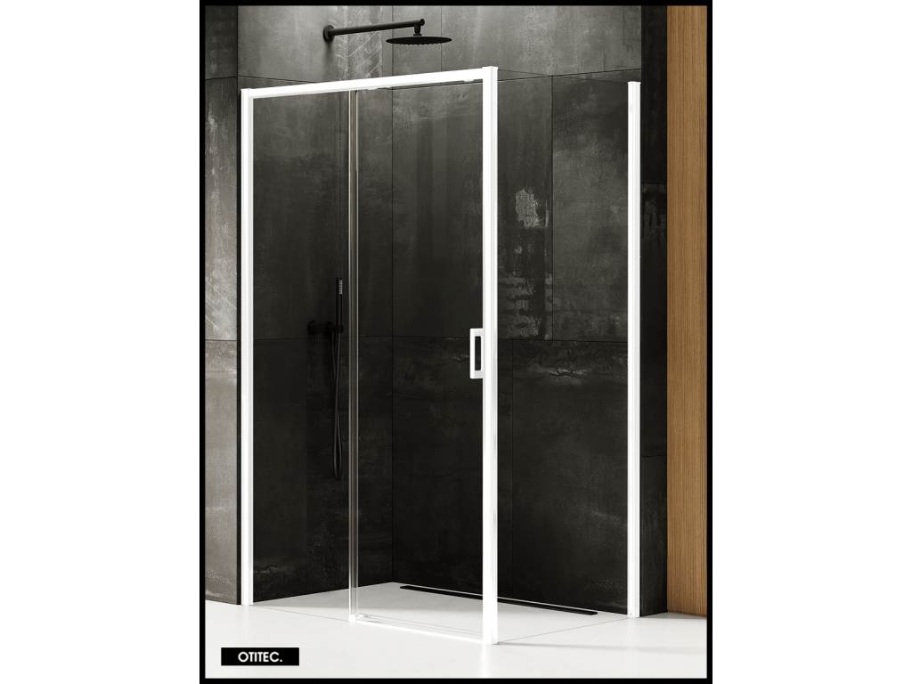 Shower Door with Side Panel, Corner Opening - 150x70x200 - MATTE WHITE - PRIME - LEFT UXNL96925
