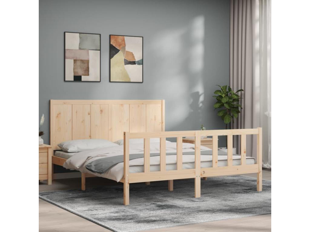Bed frame with headboard 160x200 cm solid wood IMVL11933