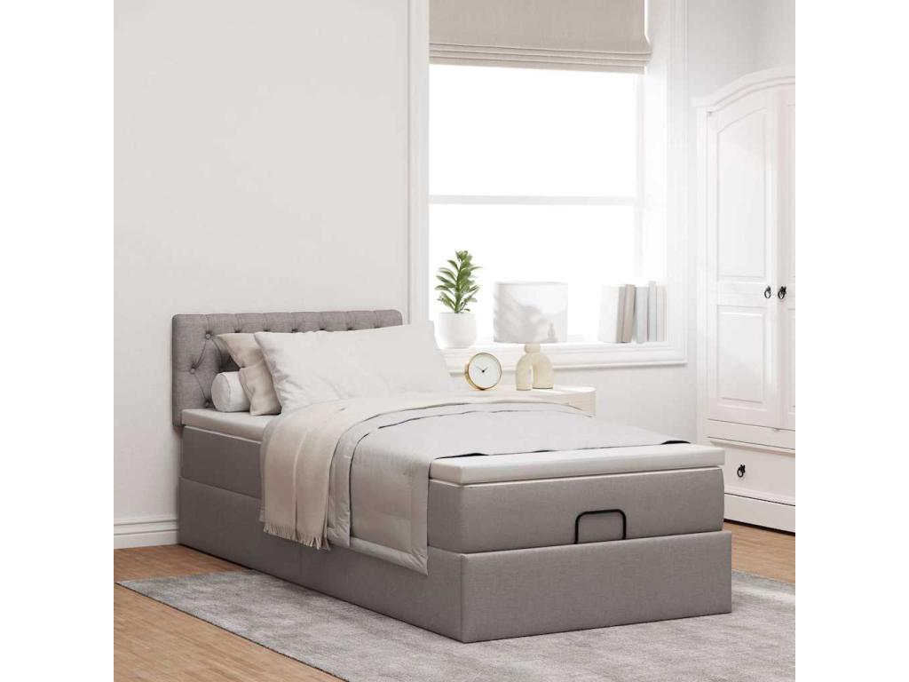 Ottoman bed with Lysvia mattress 90x200 cm fabric JPLC87350