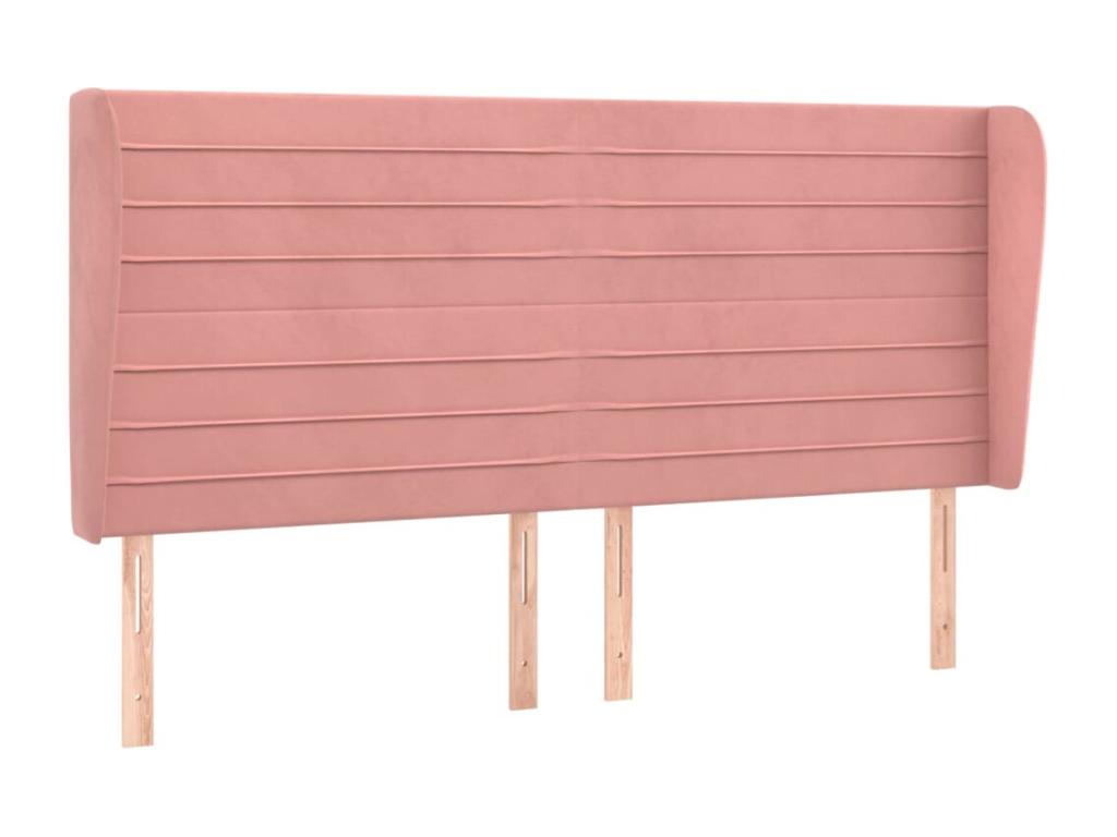 Headboard with wings, Pink, 163x23x118/128 cm, Velvet, CLIB25246