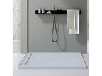 Grey 7035 shower tray with smooth finish and coloured grid - 130x90 cm KZSC91783