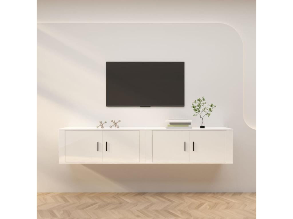 2-piece wall-mounted TV unit, glossy white, 100x34.5x40 cm, YSYP88941