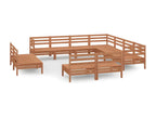 11-piece garden furniture set, solid pine wood, honey brown, 4 HCKZ20042