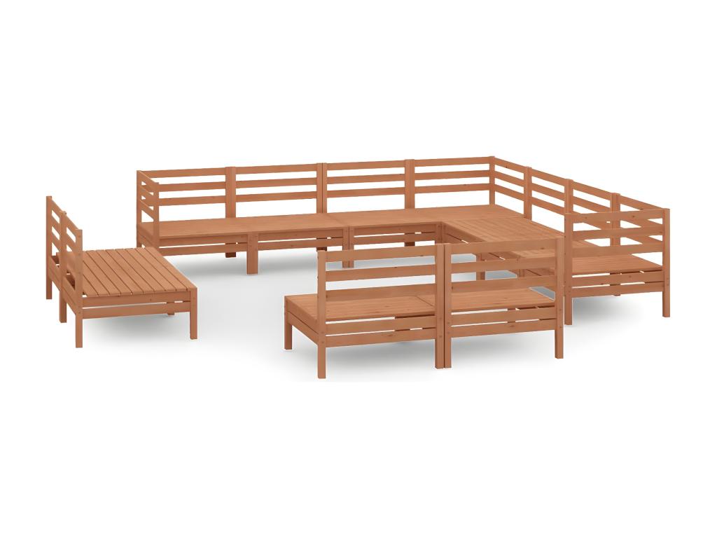 11-piece garden furniture set, solid pine wood, honey brown, 4 HCKZ20042