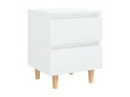 Bedside tables with pine legs, 2 pcs, glossy white, 40x35x50 cm, PRYQ02685