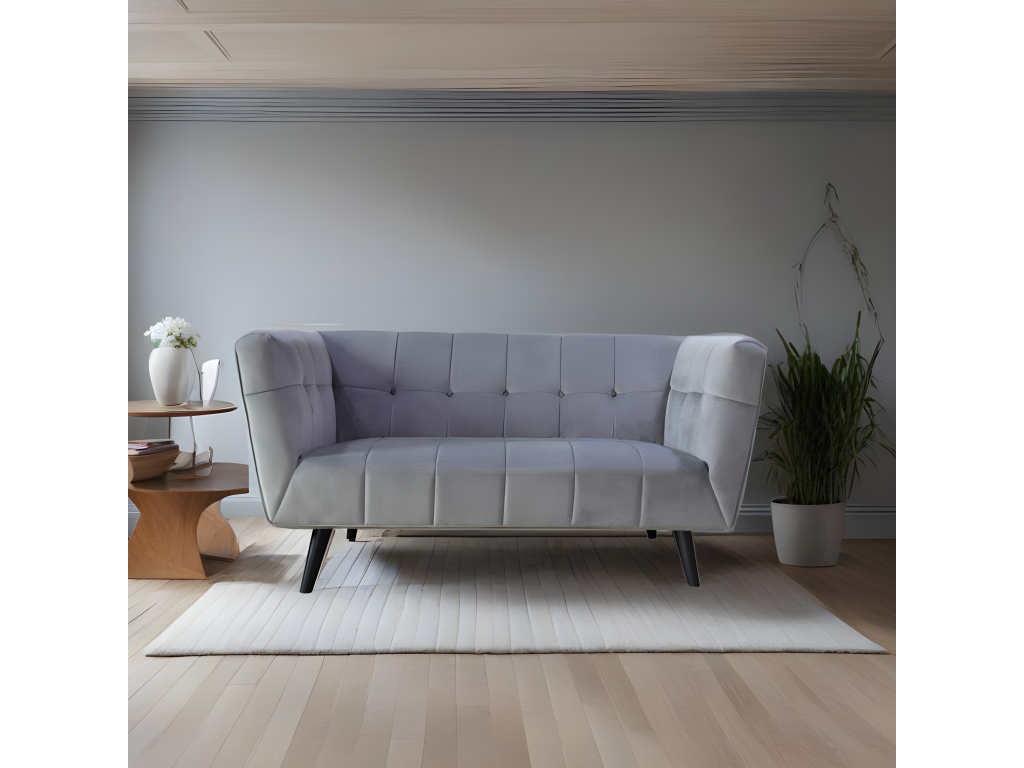 Straight velvet sofa for 2 people - 164x90x76cm - grey GDDJ47080