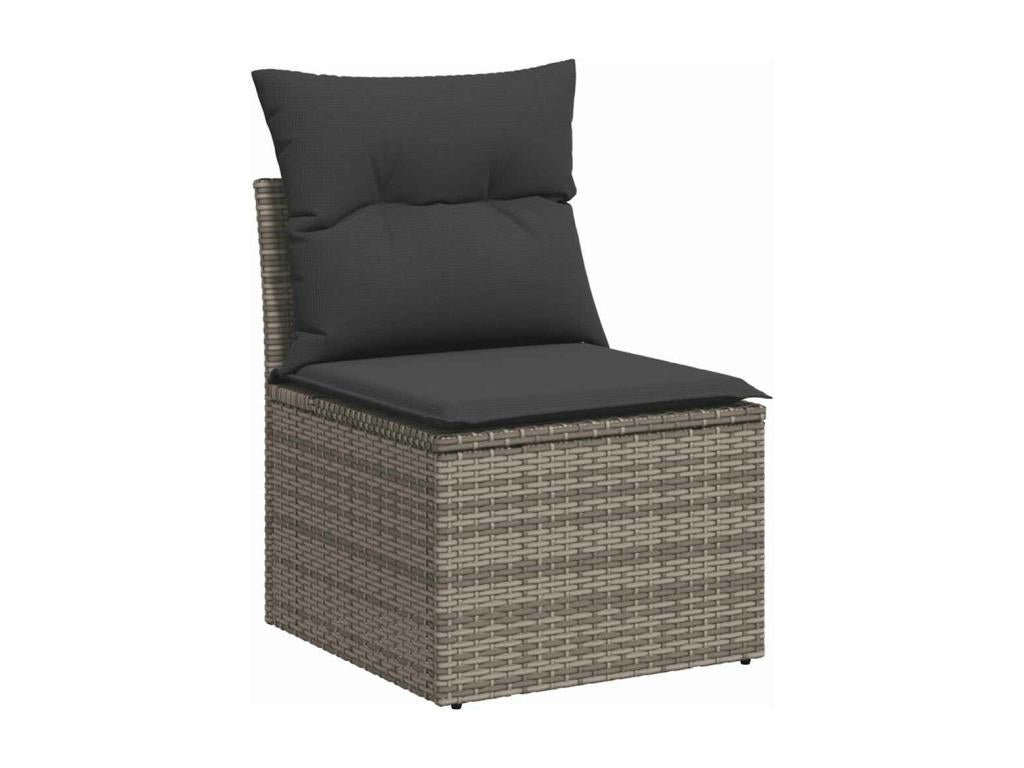 5-piece garden furniture set with grey resin wicker cushions FZWO04629