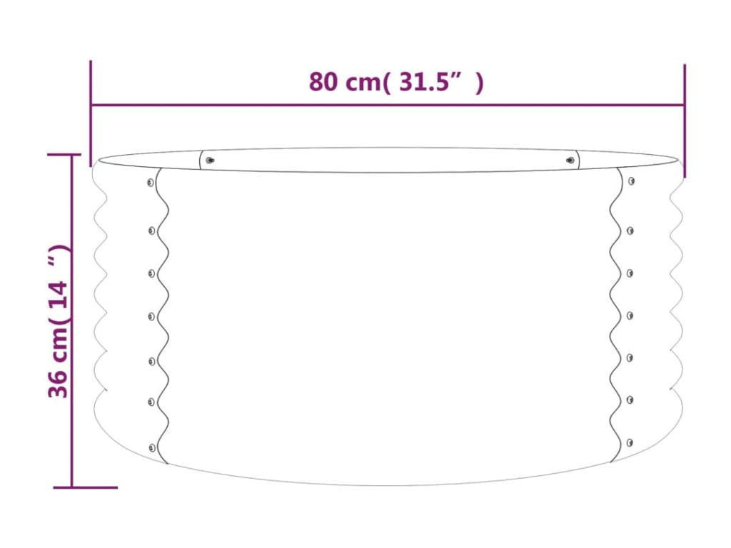 Powder-coated steel garden planter 80x80x36 Green FQYS04997