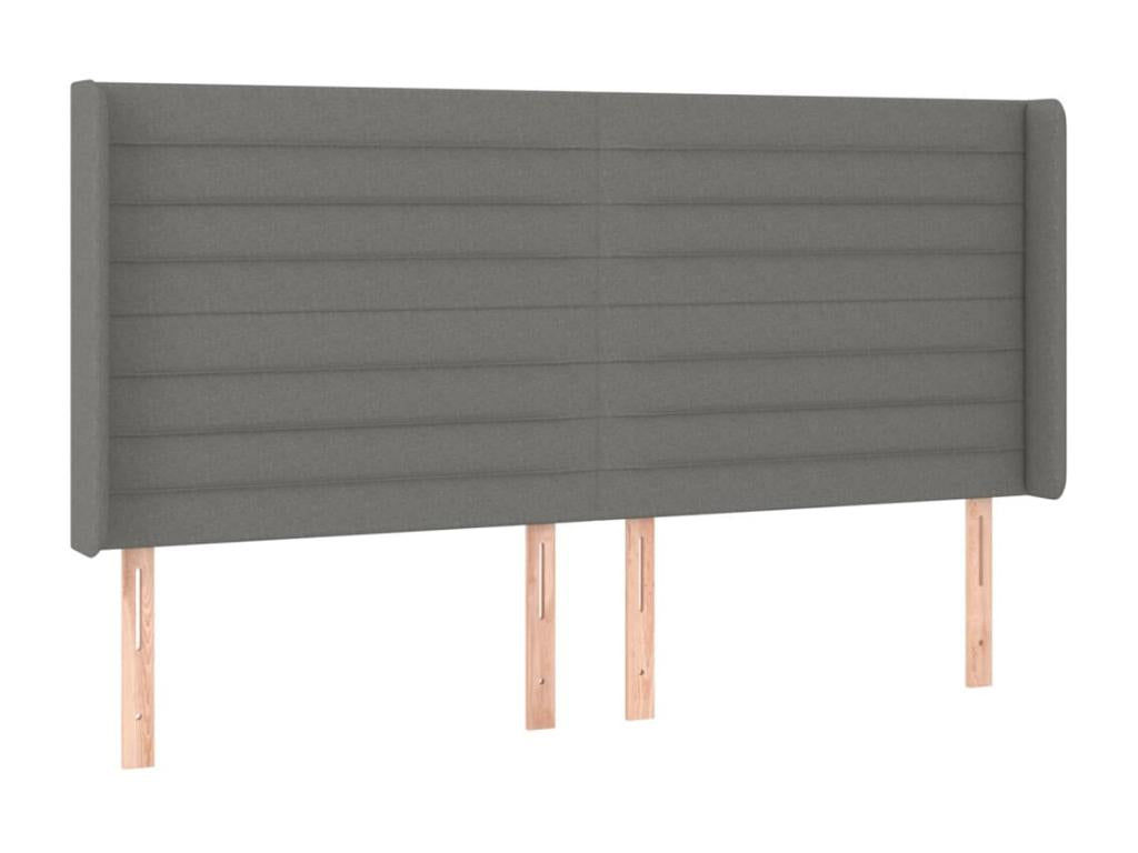 Headboard with wings, Dark Grey, 183x16x118/128 cm, Fabric HEXI32086