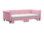 Daybed with pull-out bed and pink velvet mattress 90x200 cm QAXB14945