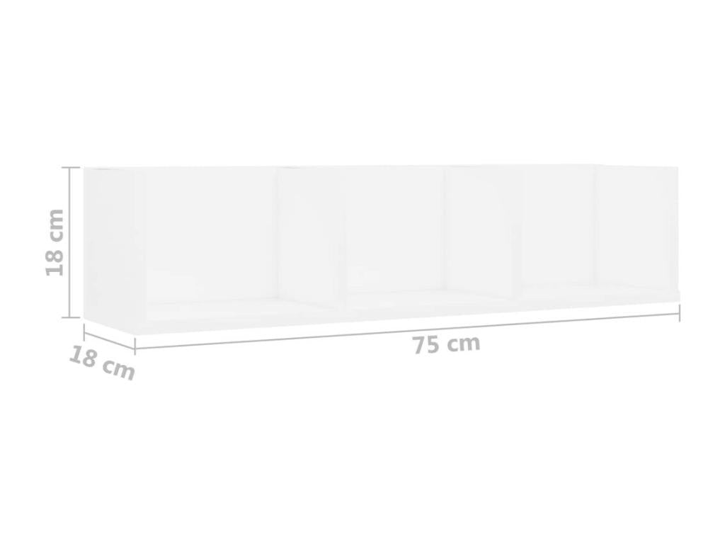 White wall-mounted CD shelf 75x18x18 VWWH35882