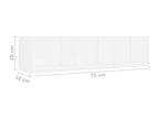 White wall-mounted CD shelf 75x18x18 VWWH35882