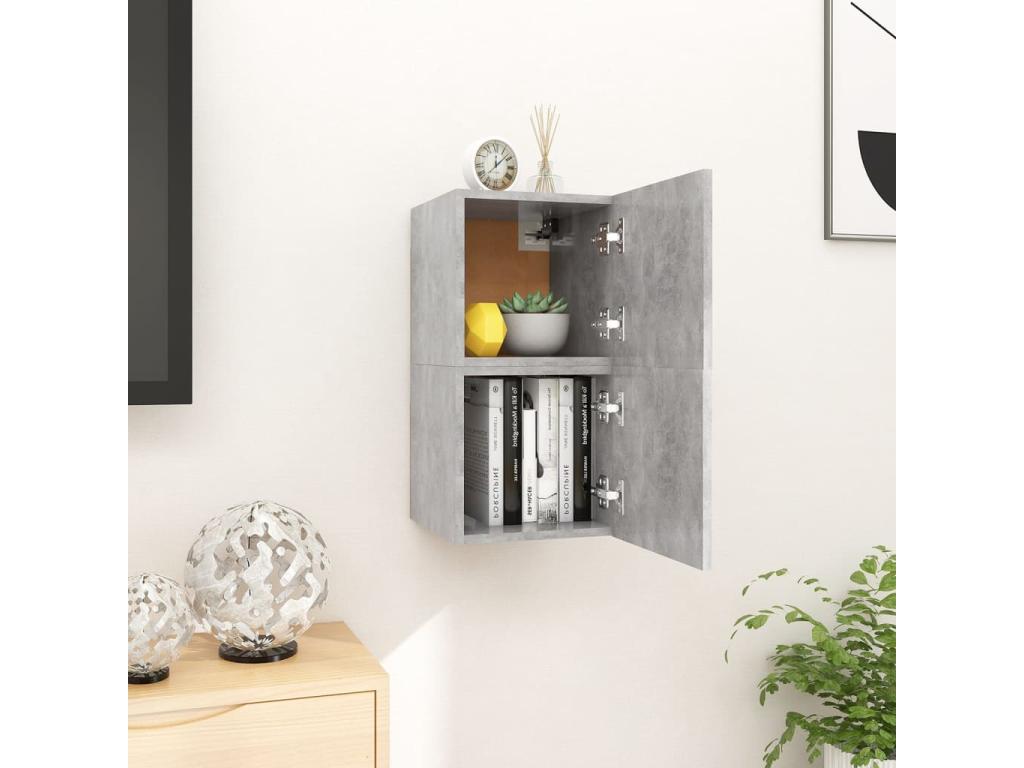 2-piece wall-mounted TV unit, concrete grey, 30.5x30x30 cm AVYG55436