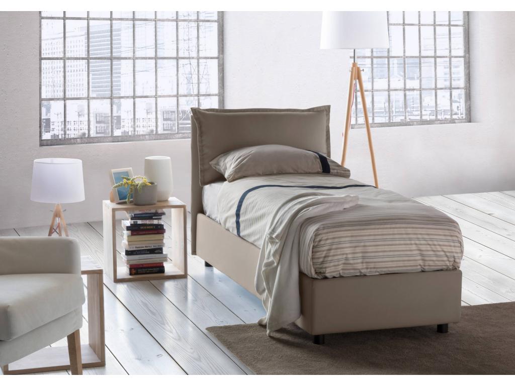 Single bed with storage bed, fabric upholstery, Made in Italy, Front opening, with 80x200 cm mattress included, Elariva NHGO16216