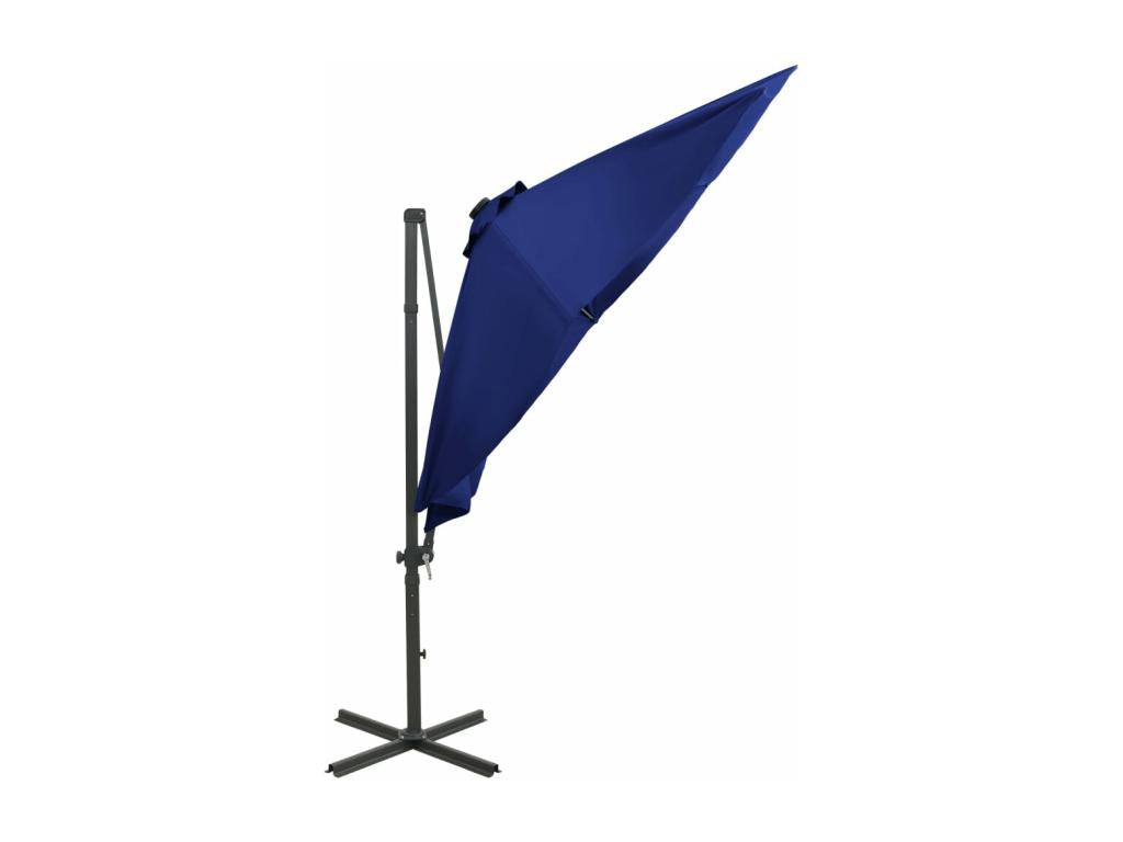 Cantilever parasol with pole and Lysviaères LED lights, azure blue, 300 cm, WBQK62852