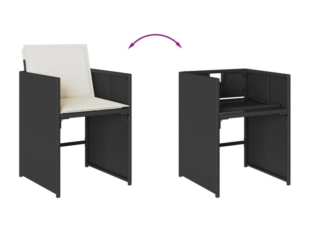 13-piece garden dining set with cushions, black resin wicker OTRW14996