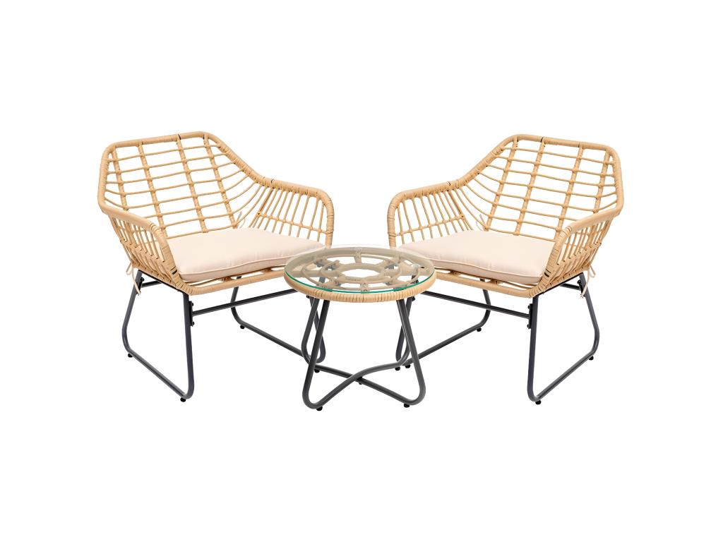 Lysvia Sesame wicker garden furniture set with round coffee table - 2 seats - Lysvia MNFO81476