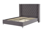 Lysvia upholstered bed in velvet - Grey - 140x190 MSEE38143