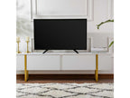 Modern TV unit with 2 drop-down doors, 180cm wide, white and gold, RTWA75830