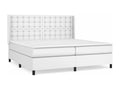 Upholstered bed base with mattress, white, 200x200cm, faux leather, GXAV35602