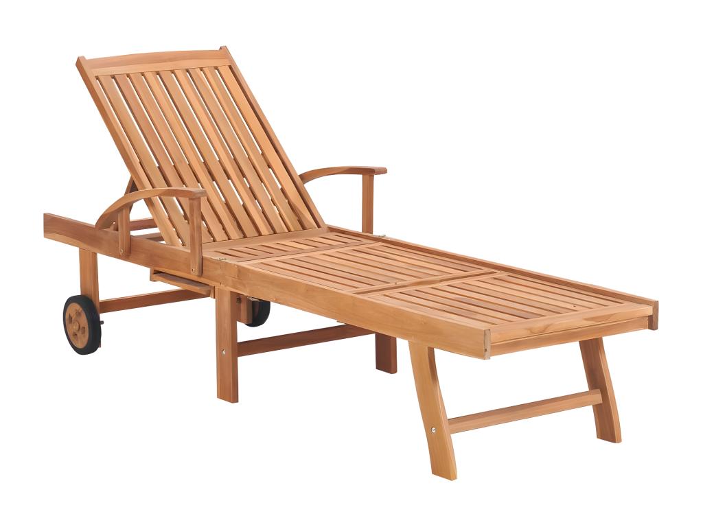 Set of 2 sun loungers with table and cushion, solid teak wood JOCX83073